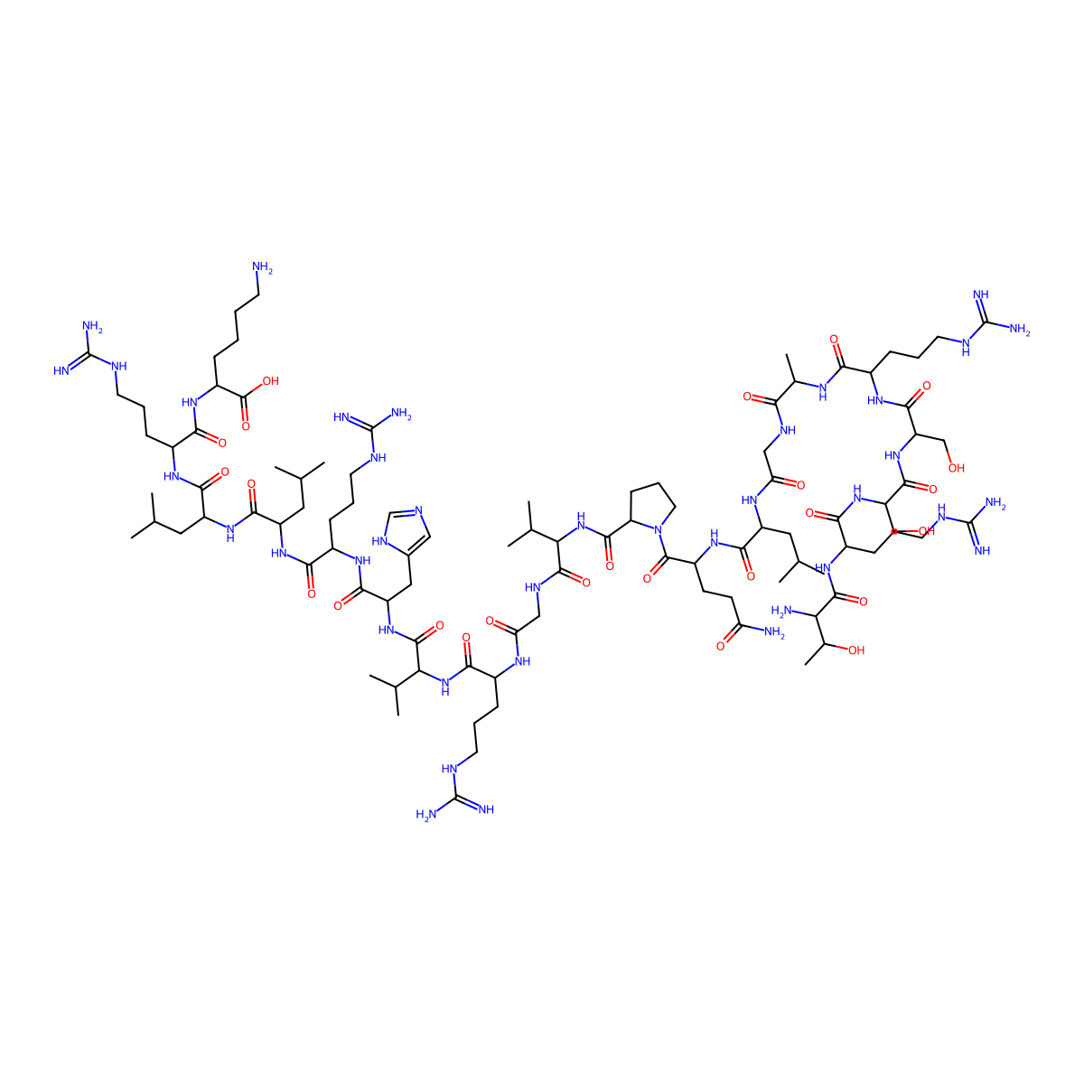 Thr-Arg-Ser-Ser-Arg-Ala-Gly-Leu-Gln-Phe-Pro-Val-Gly-Arg-Val-His-Arg-Leu-Leu-Arg-Lys molecular structure, CAS 172998-24-2