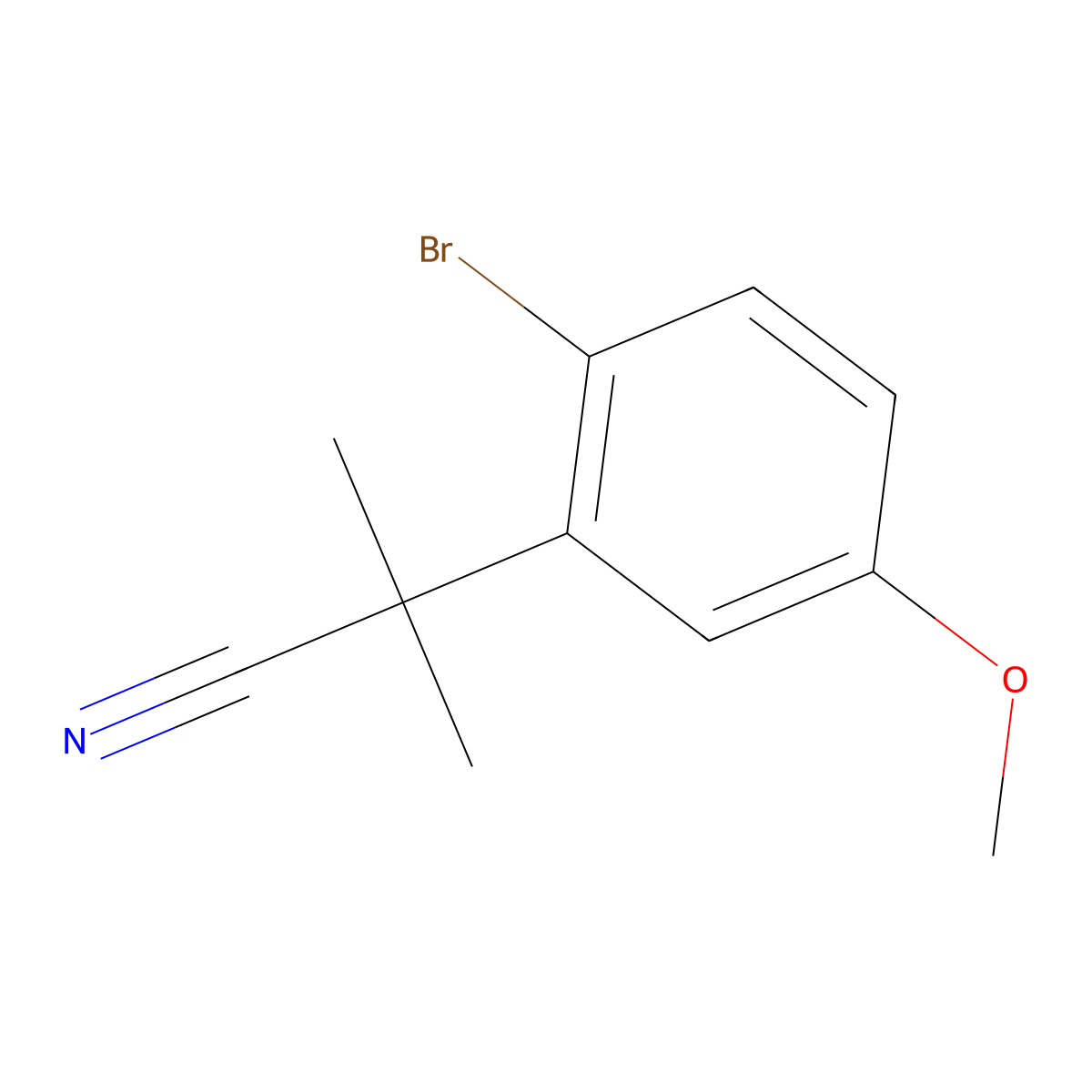 2-(2-Bromo-5-methoxyphenyl)-2-methylpropanenitrile molecular structure, CAS 173026-39-6
