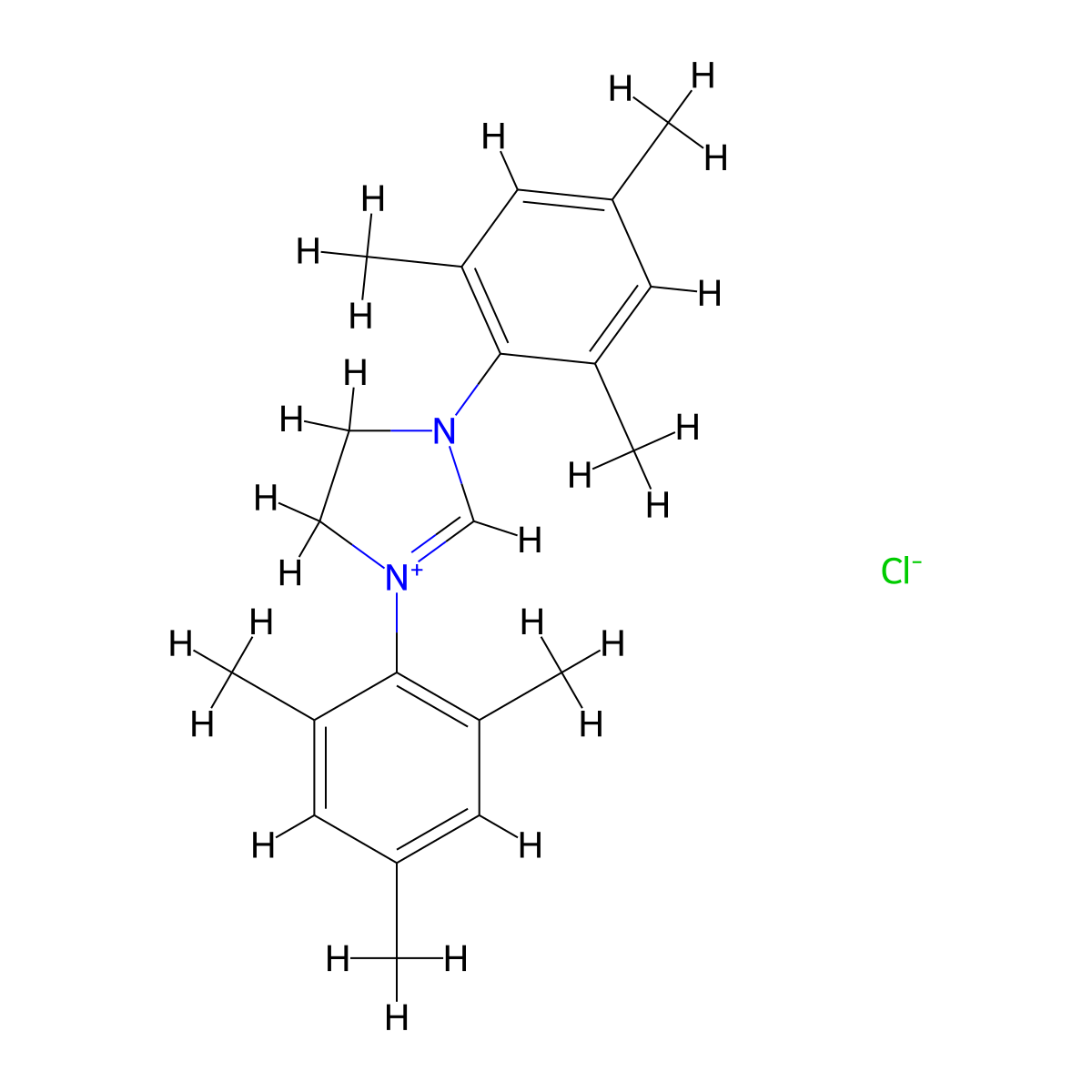 1,3-Bis(2,4,6-trimethylphenyl)imidazolinium Chloride molecular structure, CAS 173035-10-4