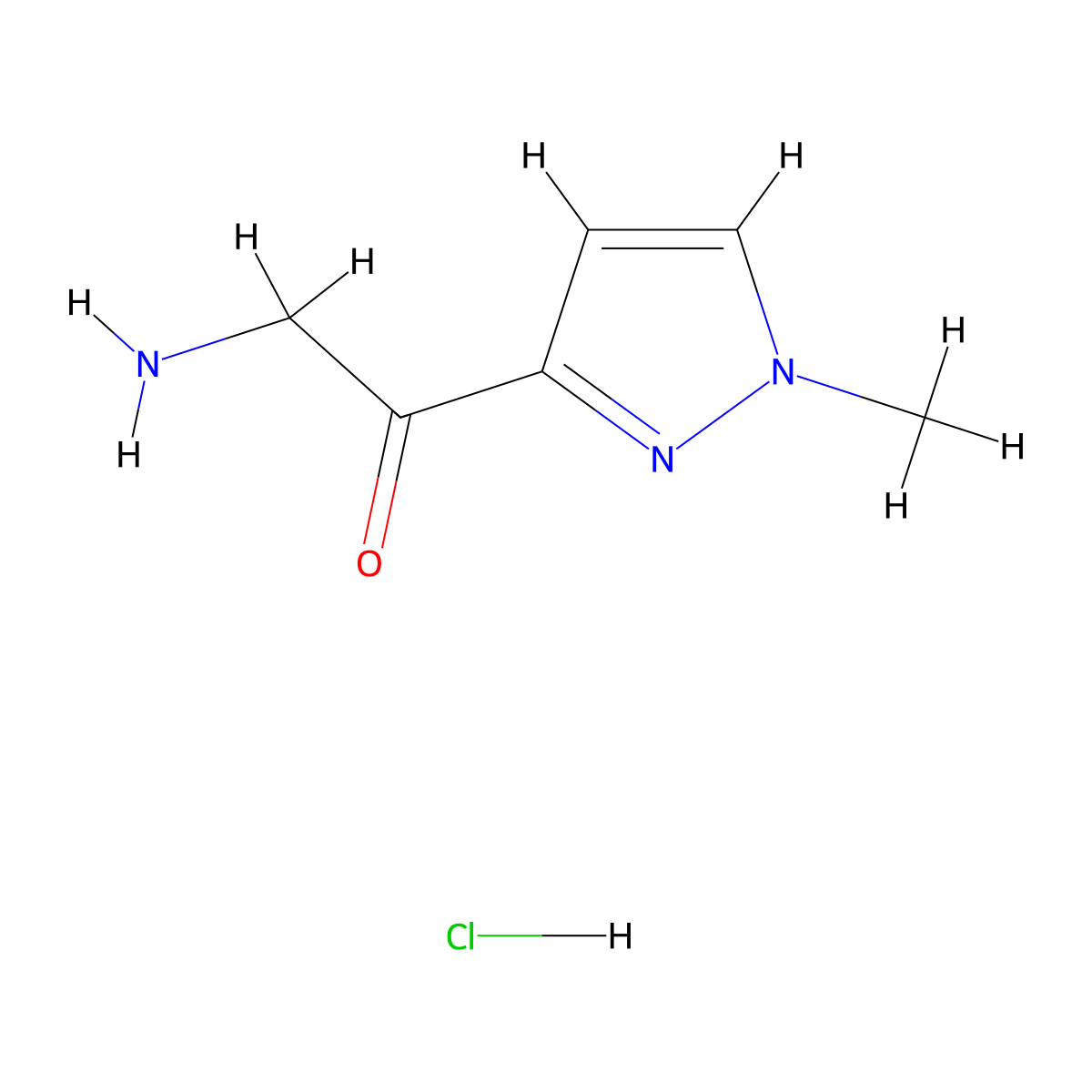 2-amino-1-(1-methyl-1H-pyrazol-3-yl)ethan-1-one hydrochloride molecular structure, CAS 173038-53-4