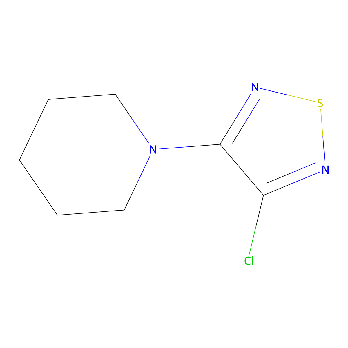 1-(4-Chloro-1,2,5-thiadiazol-3-yl)piperidine molecular structure, CAS 173053-54-8