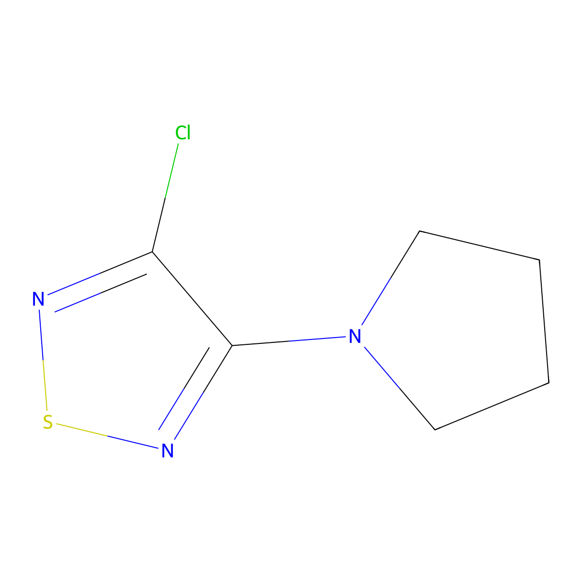 3-Chloro-4-(pyrrolidin-1-yl)-1,2,5-thiadiazole molecular structure, CAS 173053-55-9