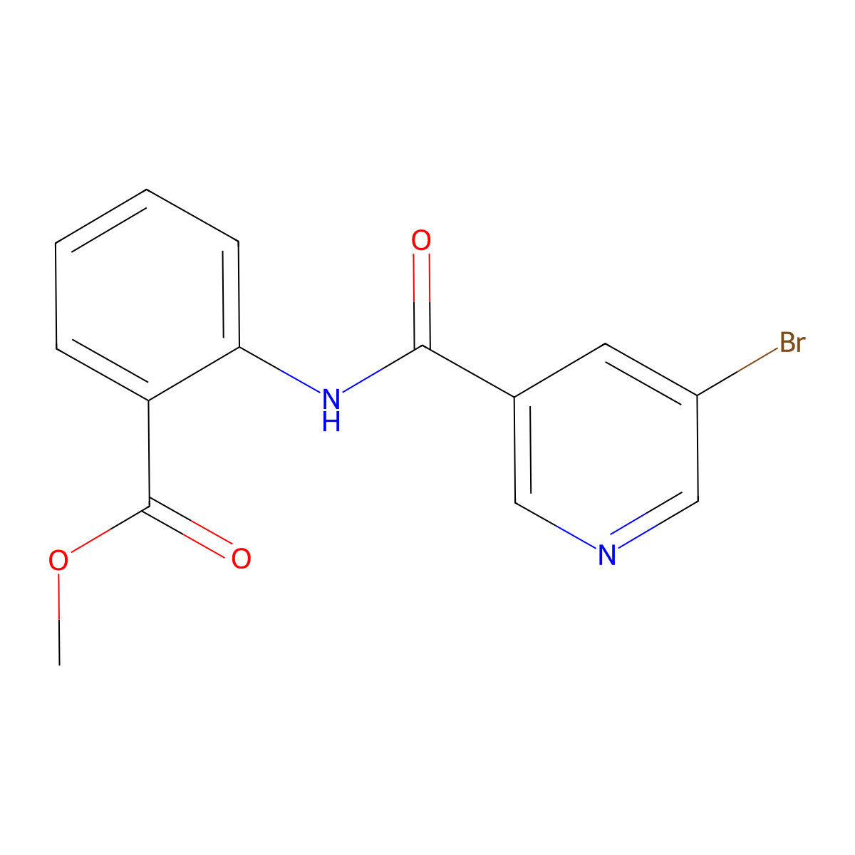 Methyl 2-{[(5-bromopyridin-3-yl)carbonyl]amino}benzoate molecular structure, CAS 173056-64-9