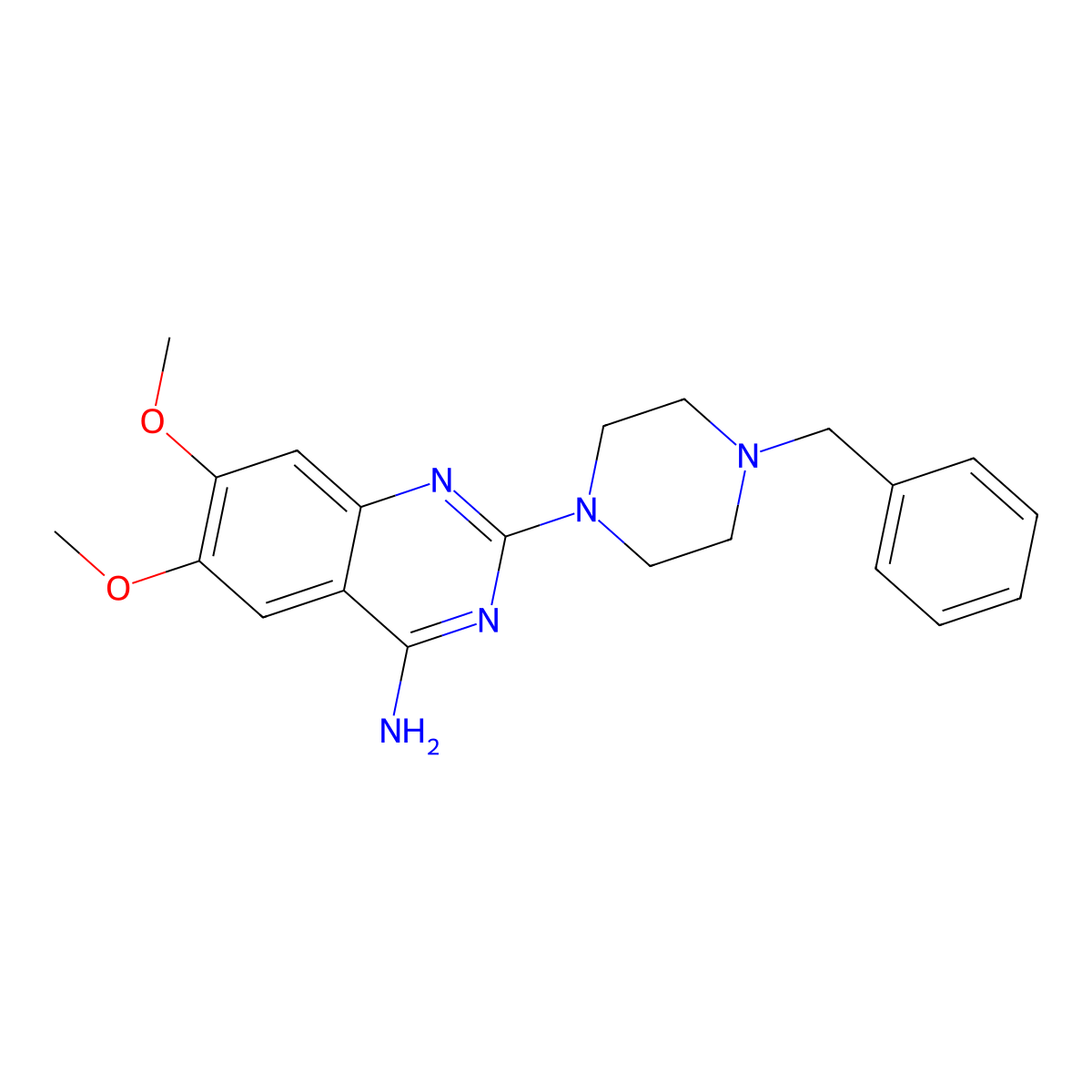 2-(4-Benzylpiperazin-1-yl)-6,7-dimethoxyquinazolin-4-amine molecular structure, CAS 173059-27-3