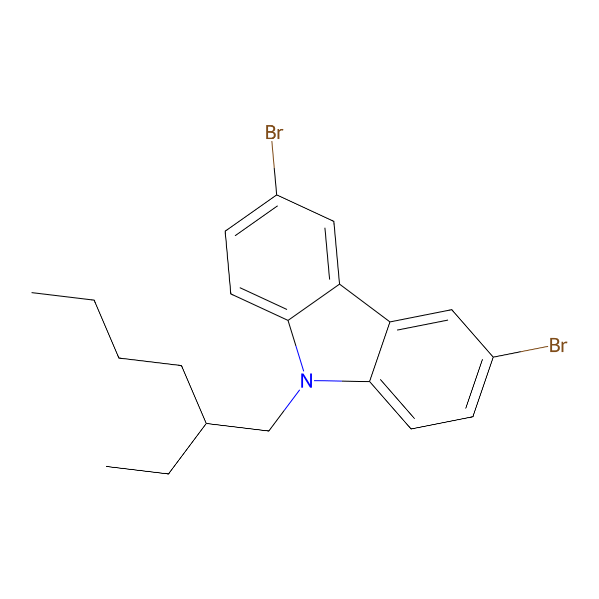 3,6-Dibromo-9-(2-ethylhexyl)carbazole molecular structure, CAS 173063-52-0