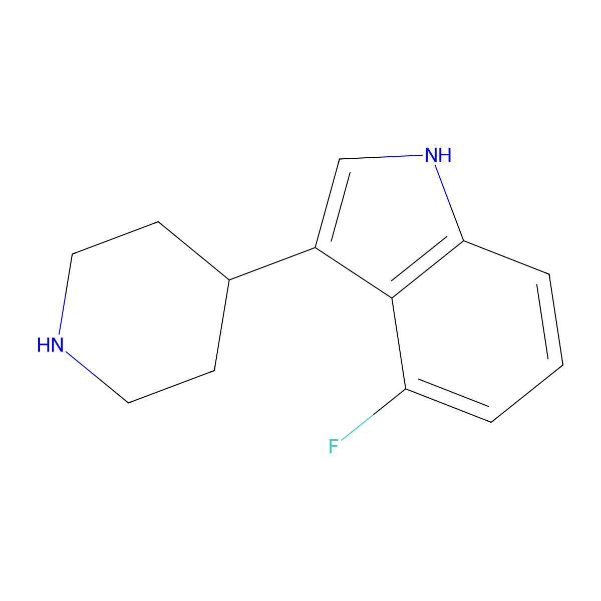 4-Fluoro-3-(piperidin-4-yl)-1H-indole molecular structure, CAS 173150-61-3