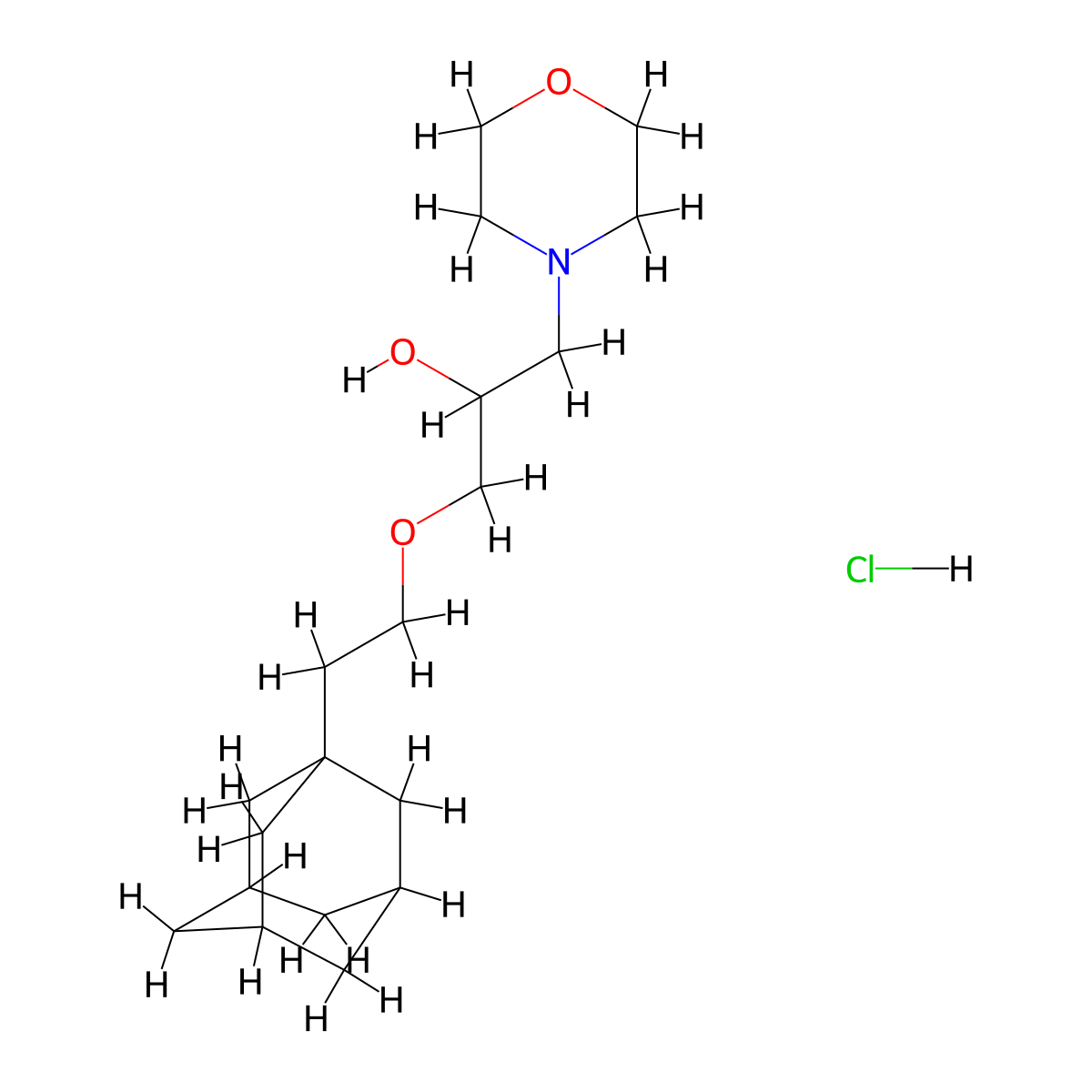 1-(2-((3r,5r,7r)-Adamantan-1-yl)ethoxy)-3-morpholinopropan-2-ol hydrochloride molecular structure, CAS 173158-63-9