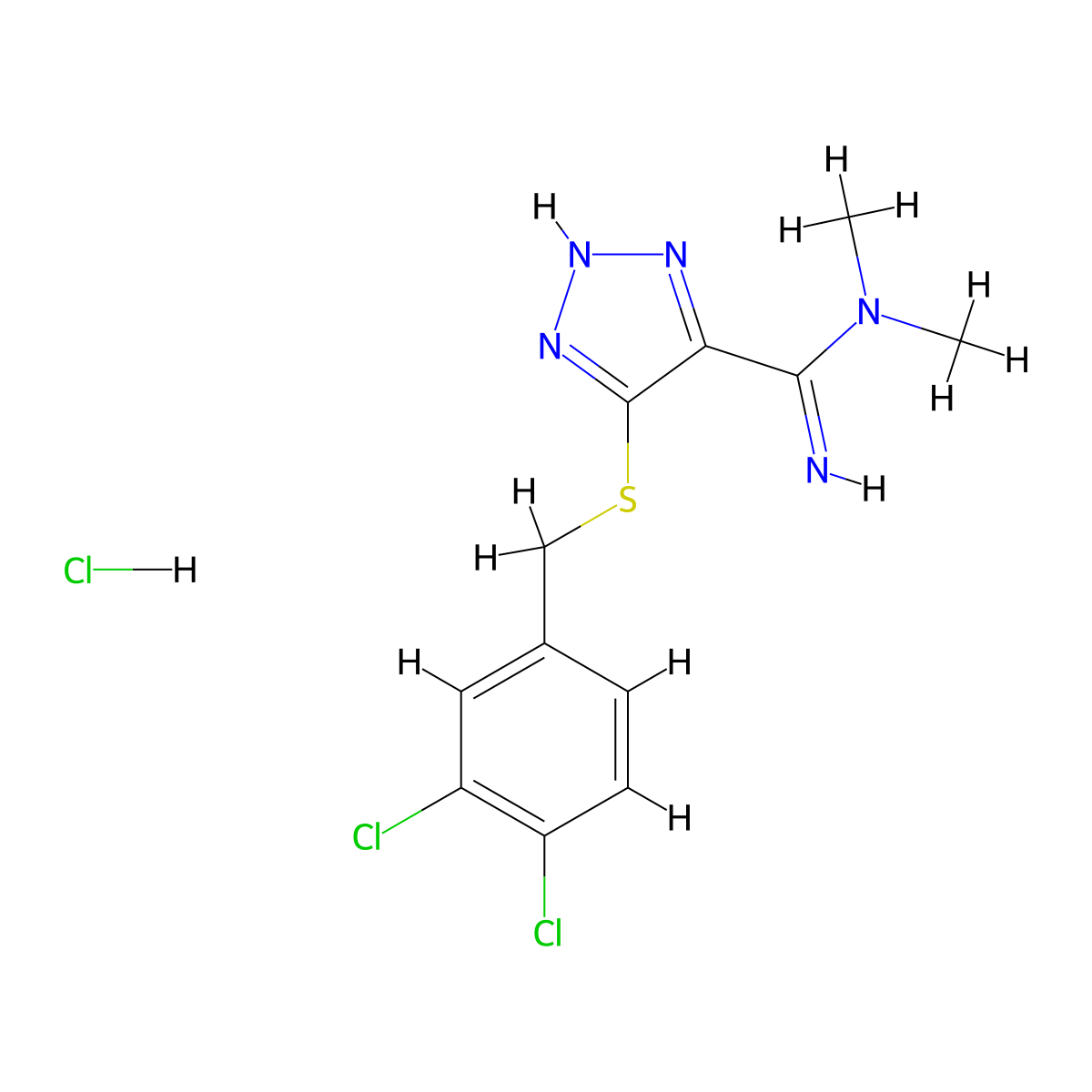1H-1,2,3-Triazole-4-carboximidamide, 5-((3,4-(dichlorophenyl)methyl)thio)-N,N-dimethyl-, monohydrochloride molecular structure, CAS 173165-28-1