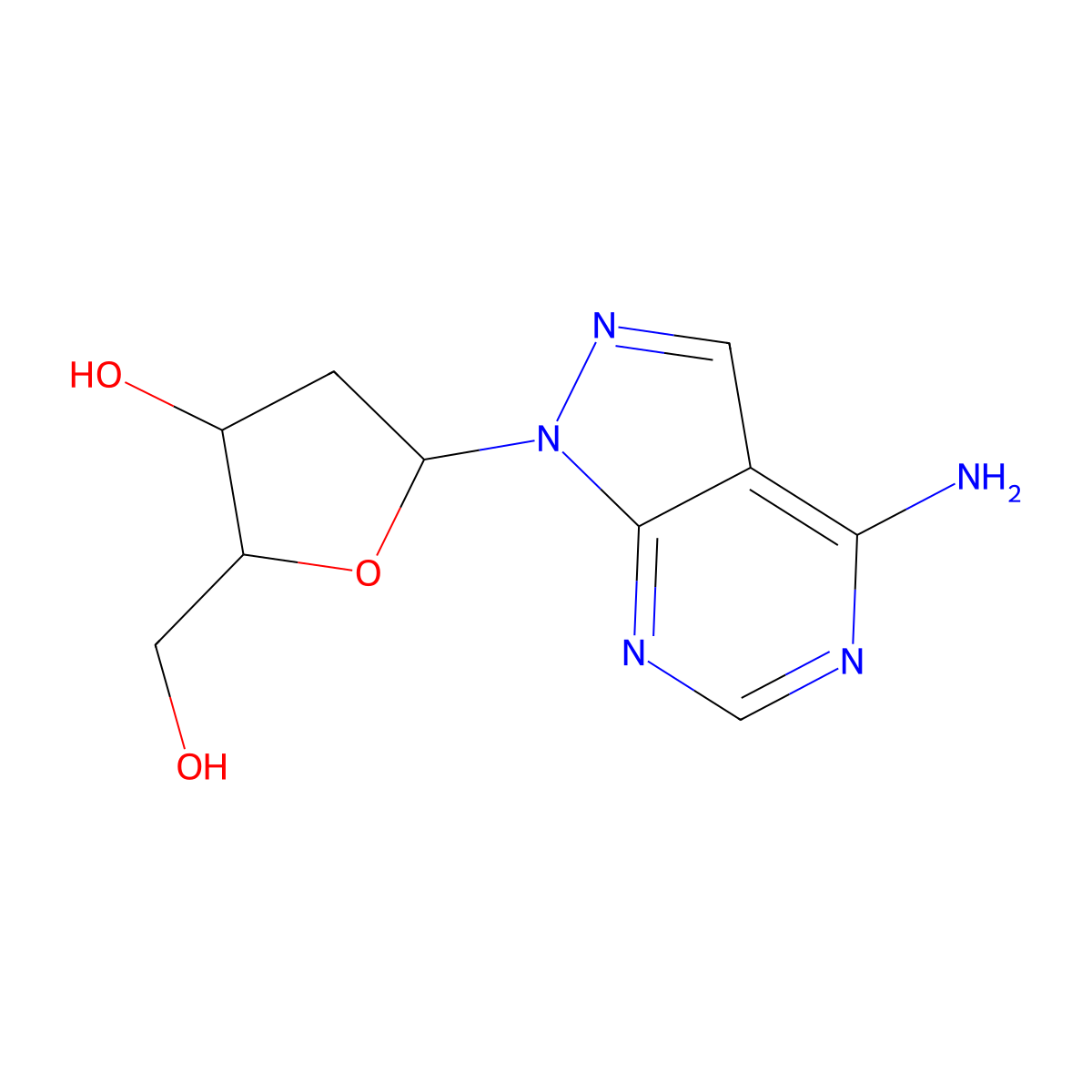 5-(4-Aminopyrazolo[3,4-d]pyrimidin-1-yl)-2-(hydroxymethyl)oxolan-3-ol molecular structure, CAS 17318-21-7