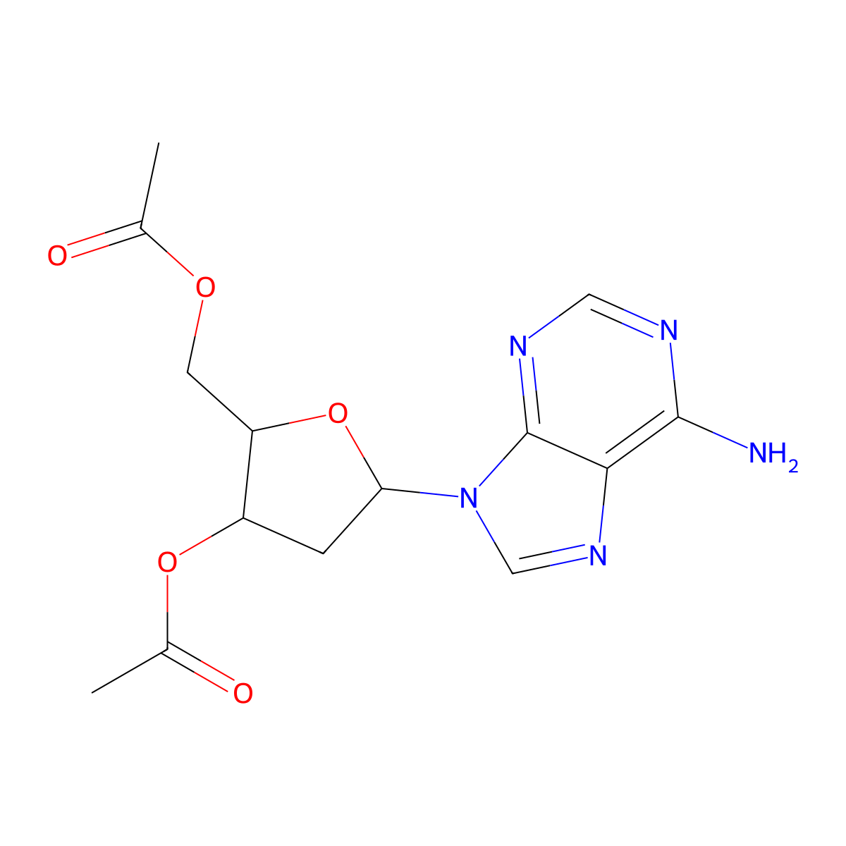 9-(3,5-Di-o-acetyl-2-deoxypentofuranosyl)-9h-purin-6-amine molecular structure, CAS 17318-24-0