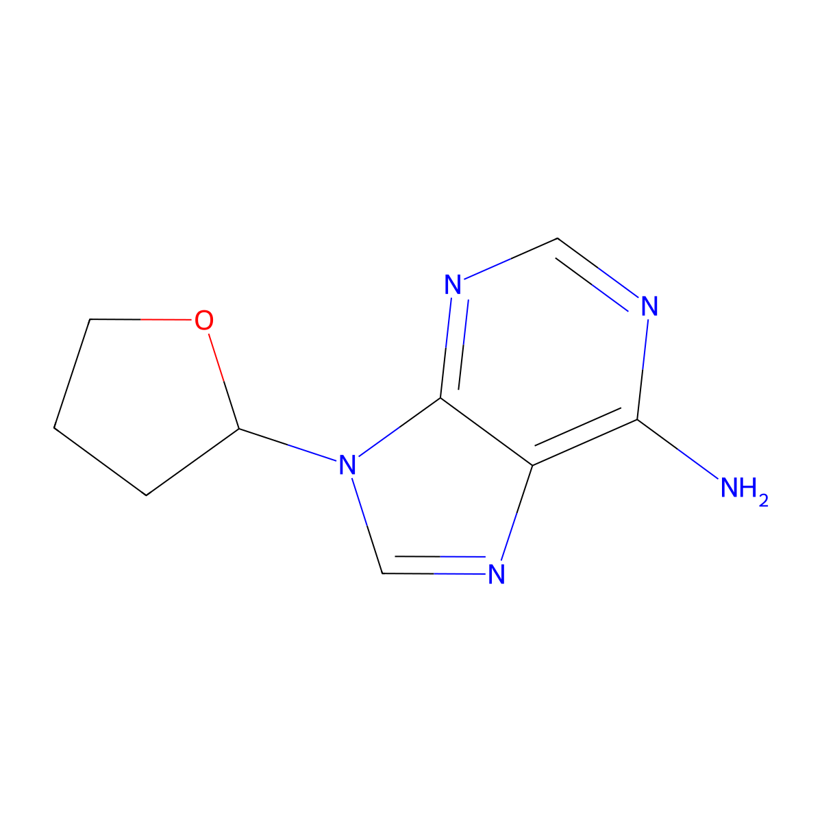 9-(Tetrahydrofuran-2-yl)-9h-purin-6-amine molecular structure, CAS 17318-31-9