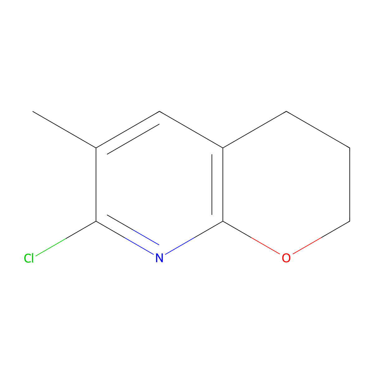 7-chloro-6-methyl-3,4-dihydro-2H-pyrano[2,3-b]pyridine molecular structure, CAS 173200-17-4