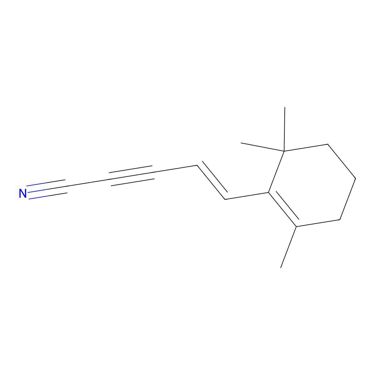 (4E)-5-(2,6,6-Trimethylcyclohex-1-en-1-yl)pent-4-en-2-ynenitrile molecular structure, CAS 173214-57-8