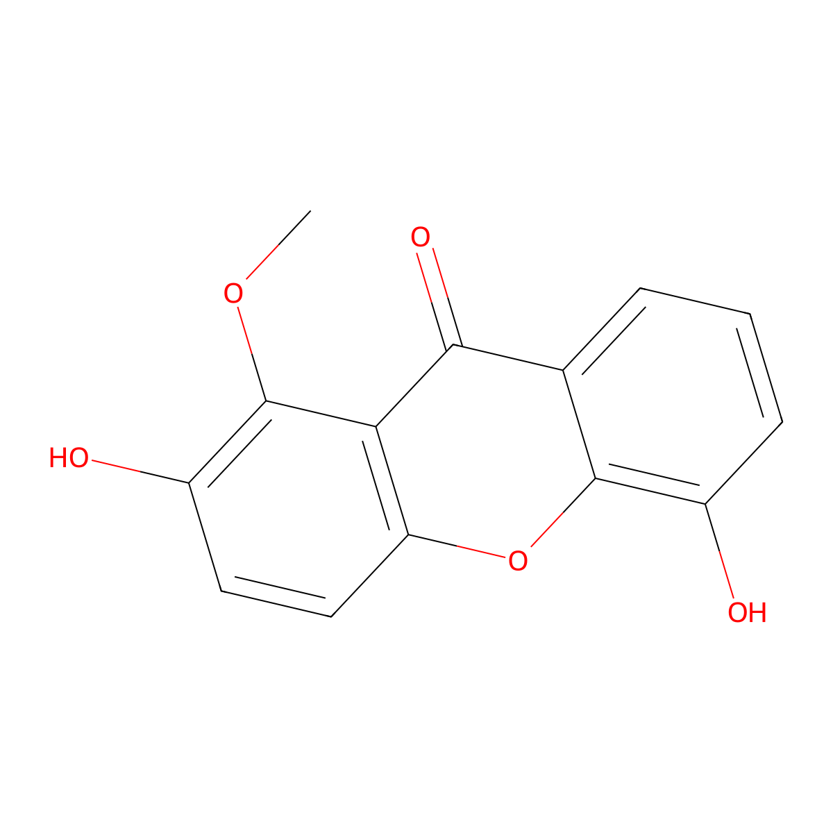 2,5-Dihydroxy-1-methoxyxanthone molecular structure, CAS 173220-32-1