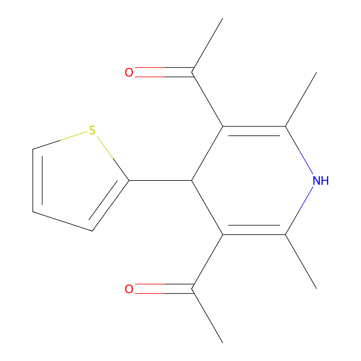 3,5-Diacetyl-2,6-dimethyl-4-(2-thienyl)-1,4-dihydropyridine molecular structure, CAS 173260-84-9