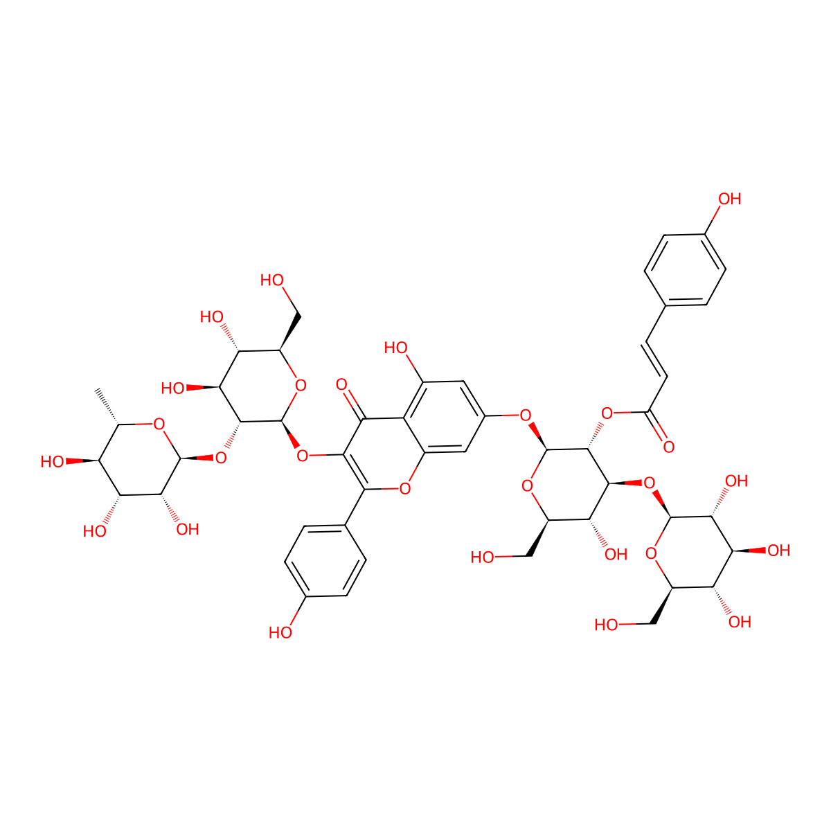 Kaempferol 3-neohesperidoside-7-(2''-p-coumaryllaminaribioside) molecular structure, CAS 173268-25-2