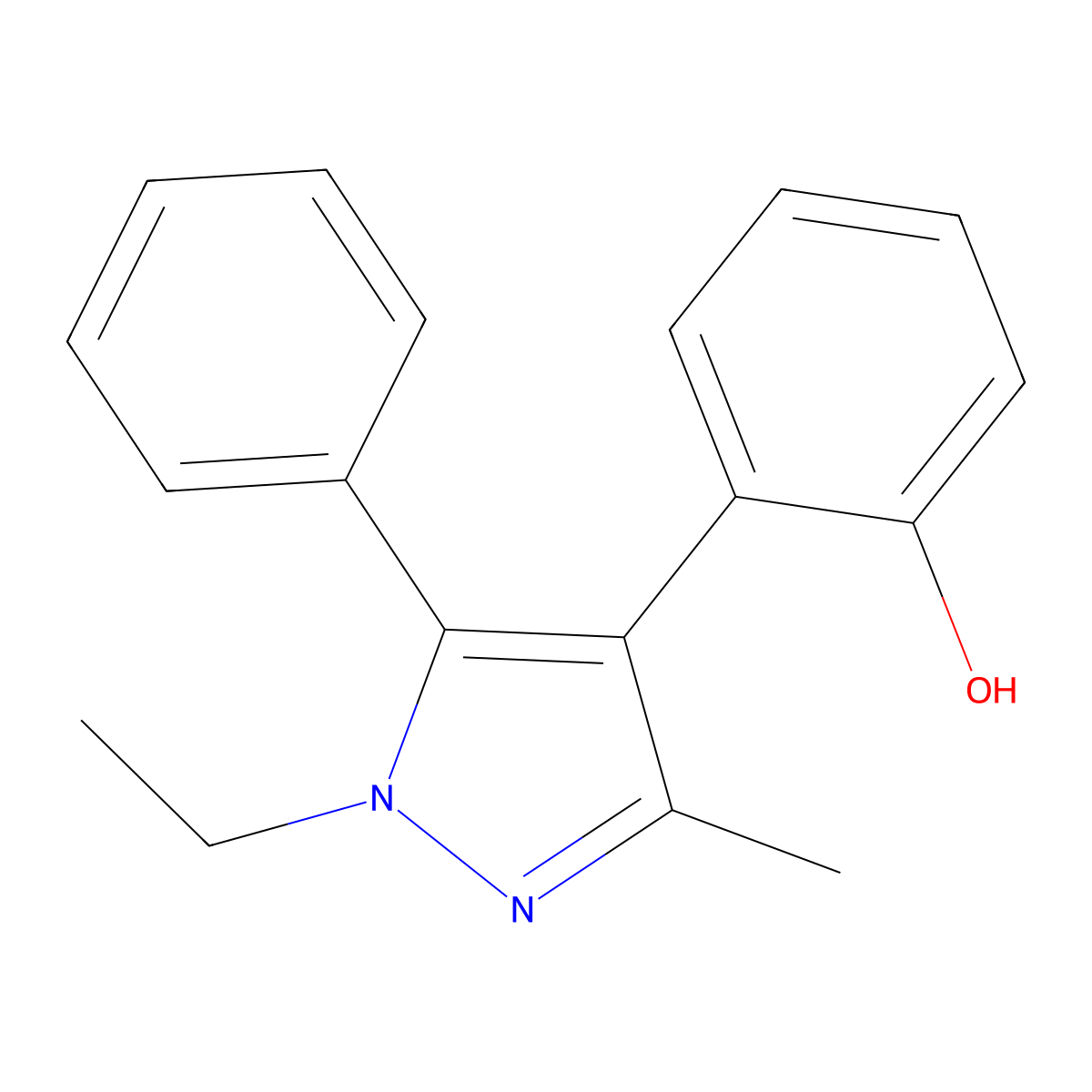 Phenol, 2-(1-ethyl-3-methyl-5-phenyl-1H-pyrazol-4-yl)- molecular structure, CAS 173275-26-8
