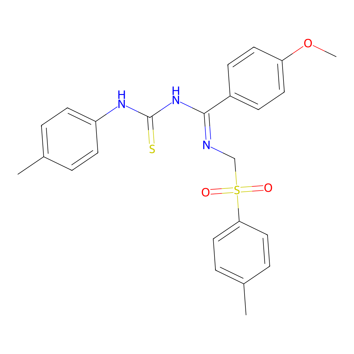 1-[C-(4-methoxyphenyl)-N-[(4-methylphenyl)sulfonylmethyl]carbonimidoyl]-3-(4-methylphenyl)thiourea molecular structure, CAS 173276-36-3
