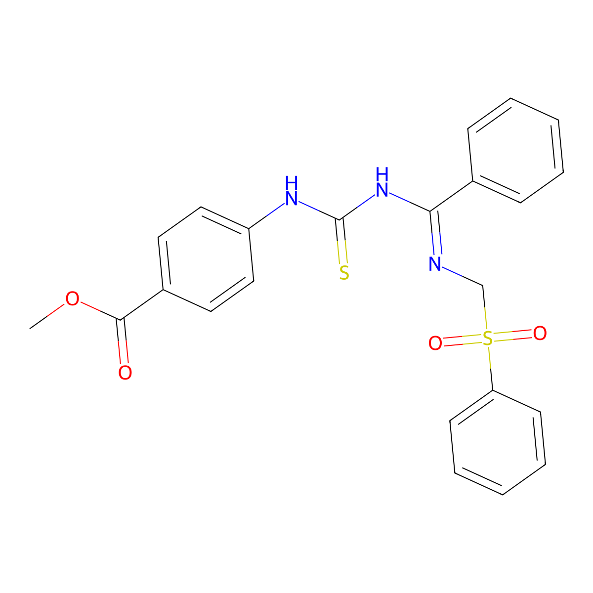methyl 4-[[N-(benzenesulfonylmethyl)-C-phenylcarbonimidoyl]carbamothioylamino]benzoate molecular structure, CAS 173276-39-6