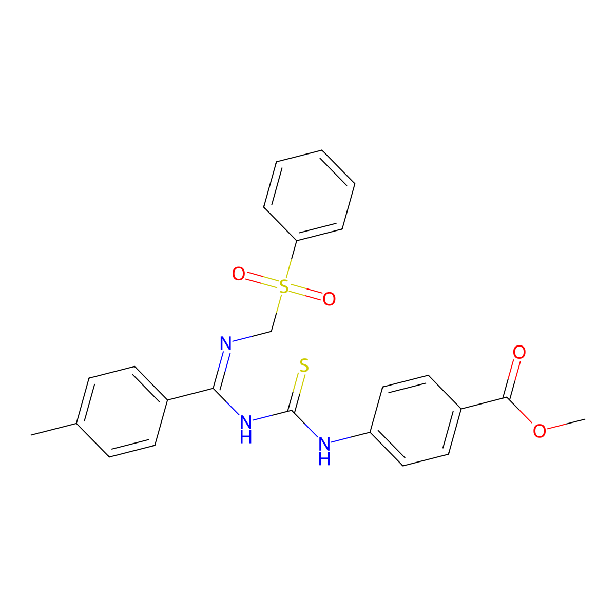 methyl 4-[[N-(benzenesulfonylmethyl)-C-(4-methylphenyl)carbonimidoyl]carbamothioylamino]benzoate molecular structure, CAS 173276-41-0