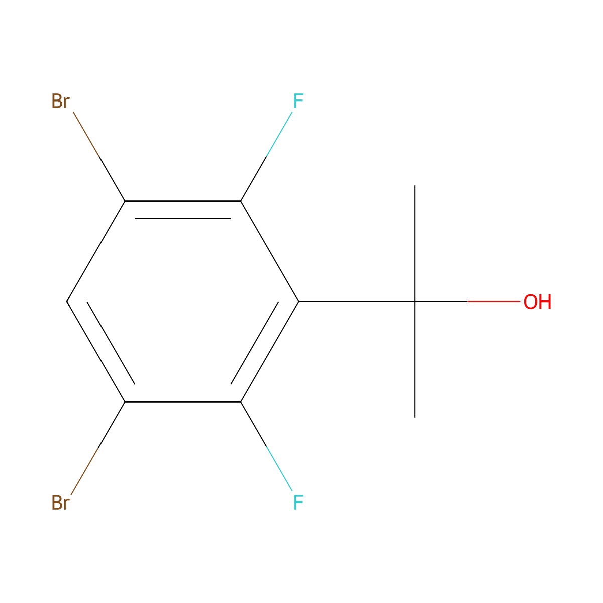 3,5-Dibromo-2,6-difluoro-alpha,alpha-dimethylbenzenemethanol molecular structure, CAS 173276-95-4