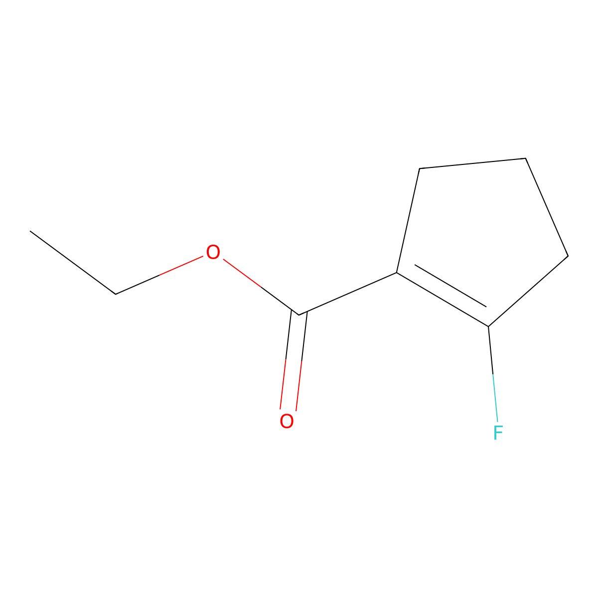 Ethyl 2-fluorocyclopent-1-ene-1-carboxylate molecular structure, CAS 173277-81-1