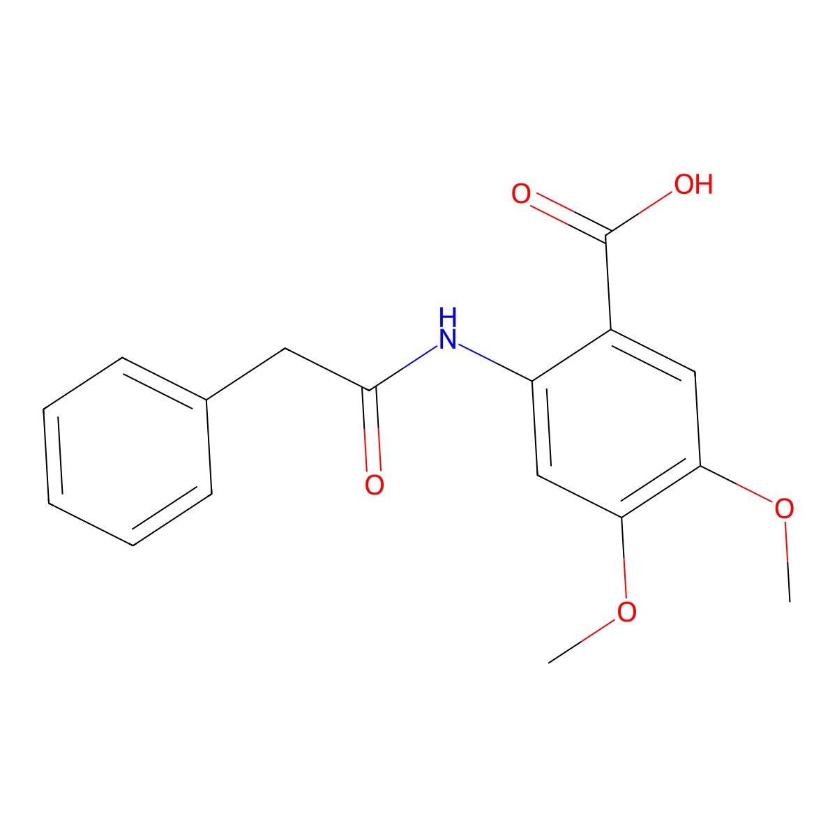 4,5-Dimethoxy-2-[(phenylacetyl)amino]benzoic acid molecular structure, CAS 173279-98-6