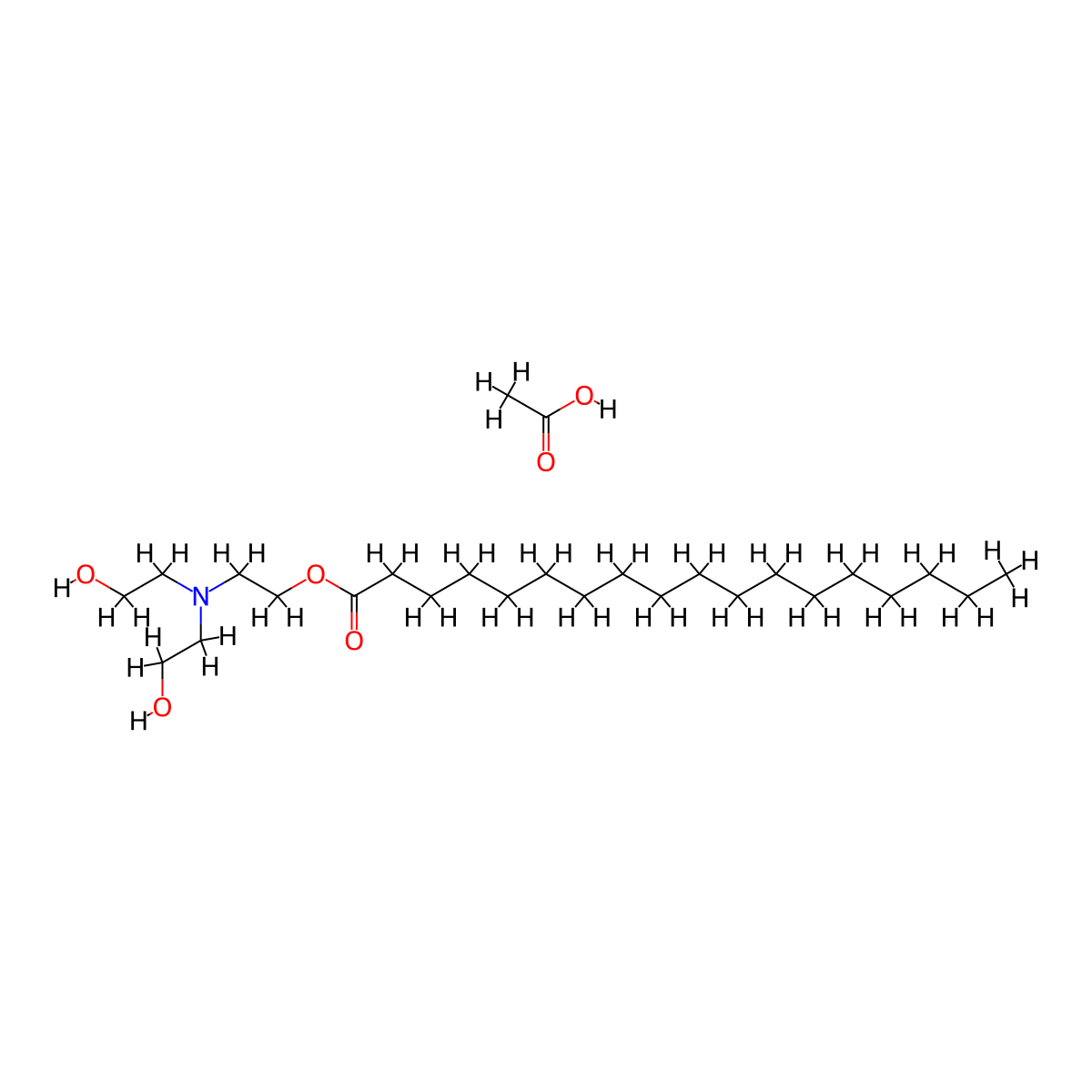 Octadecanoic acid, 2-[bis(2-hydroxyethyl)amino]ethyl ester, acetate (1:1) molecular structure, CAS 17329-61-2