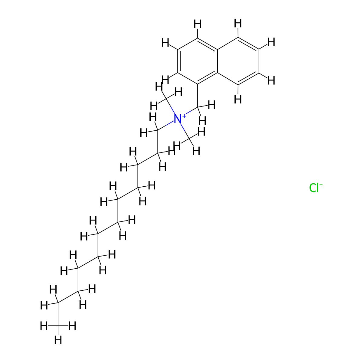 Dimethyldodecyl(1-naphthylmethyl)ammonium chloride molecular structure, CAS 1733-96-6