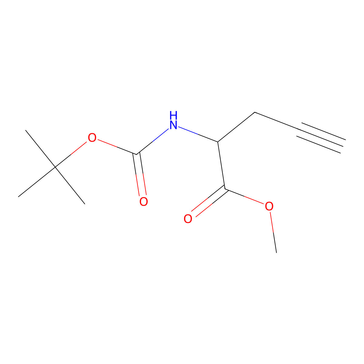 Methyl 2-((tert-butoxycarbonyl)amino)pent-4-ynoate molecular structure, CAS 173306-82-6