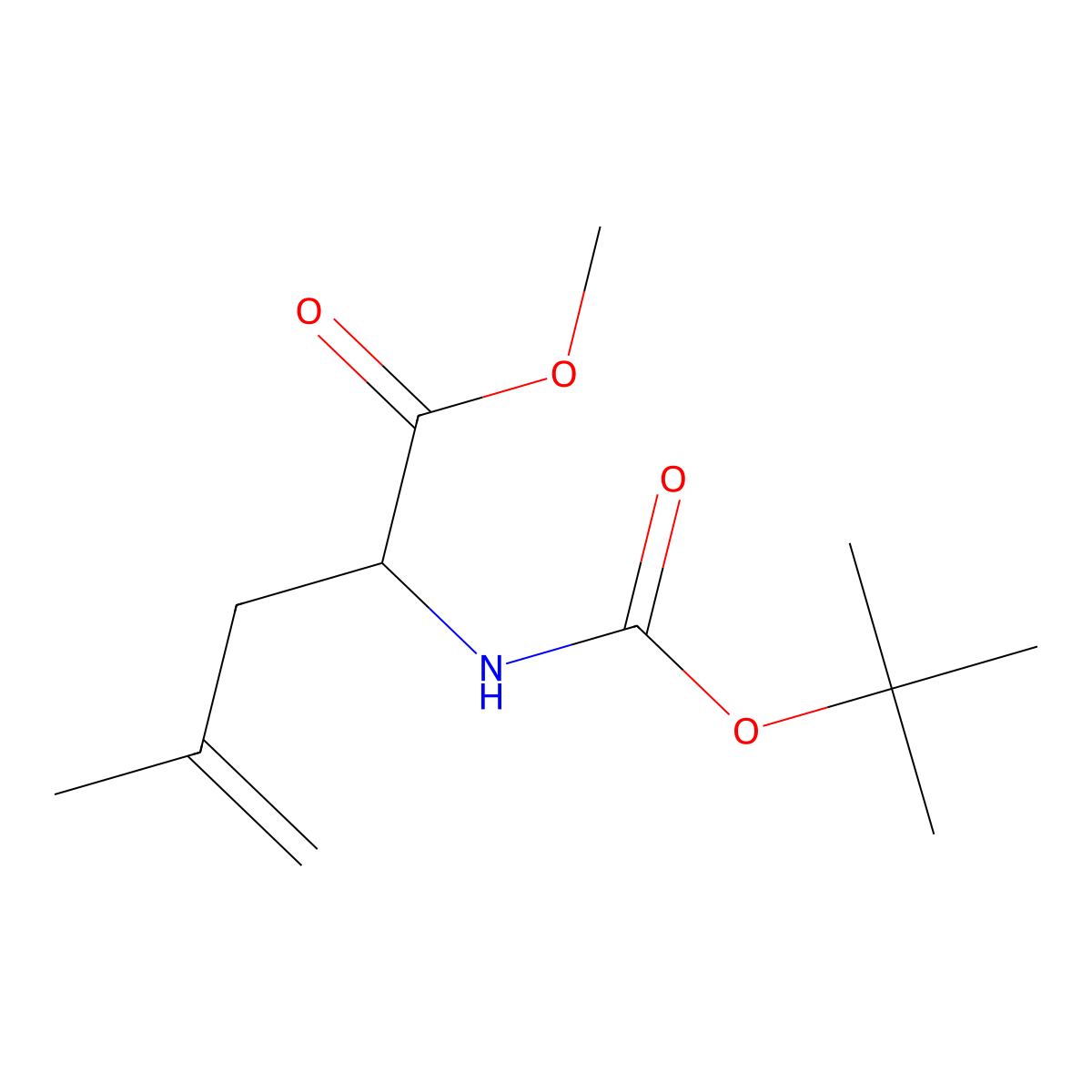 Methyl 2-(tert-butoxycarbonylamino)-4-methylpent-4-enoate molecular structure, CAS 173306-83-7