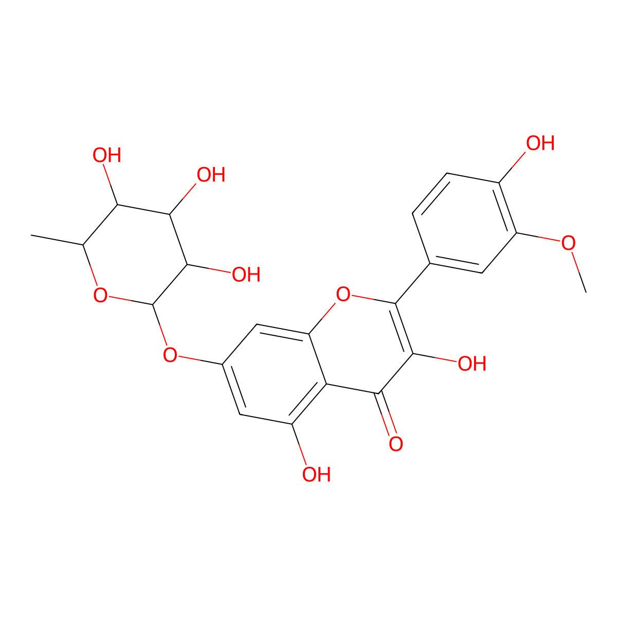 Isorhamnetin 7-O-alpha-L-rhamnoside molecular structure, CAS 17331-72-5