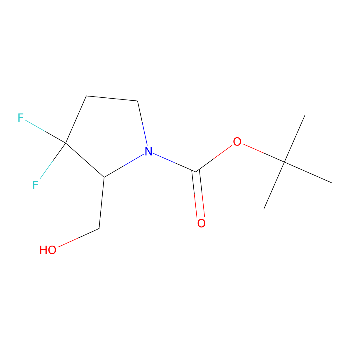 Tert-butyl 3,3-difluoro-2-(hydroxymethyl)pyrrolidine-1-carboxylate molecular structure, CAS 173315-18-9