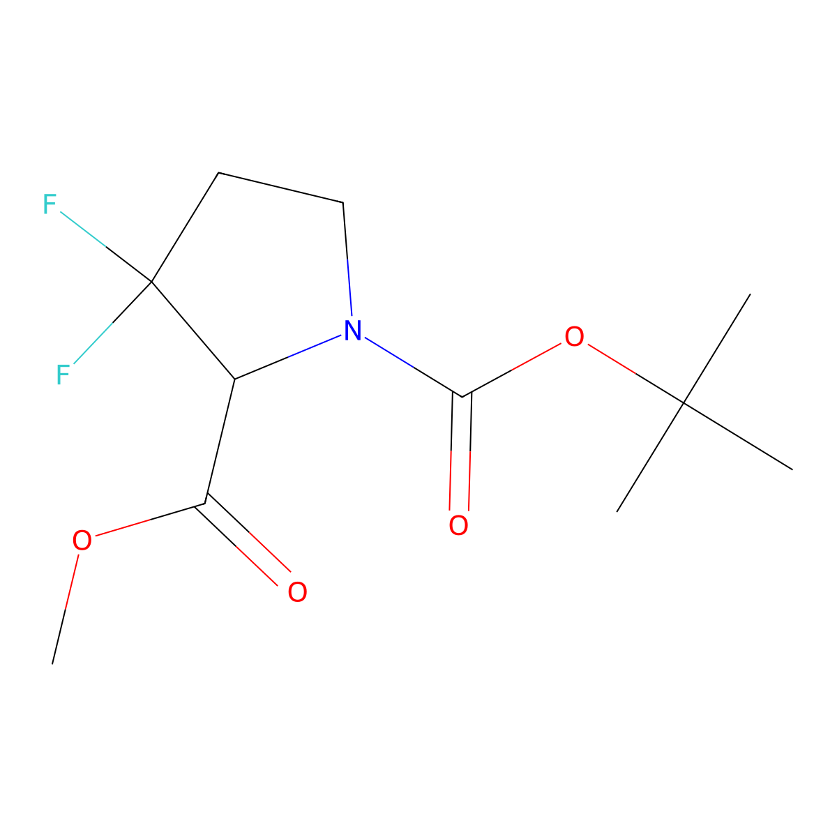 1-tert-Butyl 2-methyl 3,3-difluoropyrrolidine-1,2-dicarboxylate molecular structure, CAS 173315-19-0