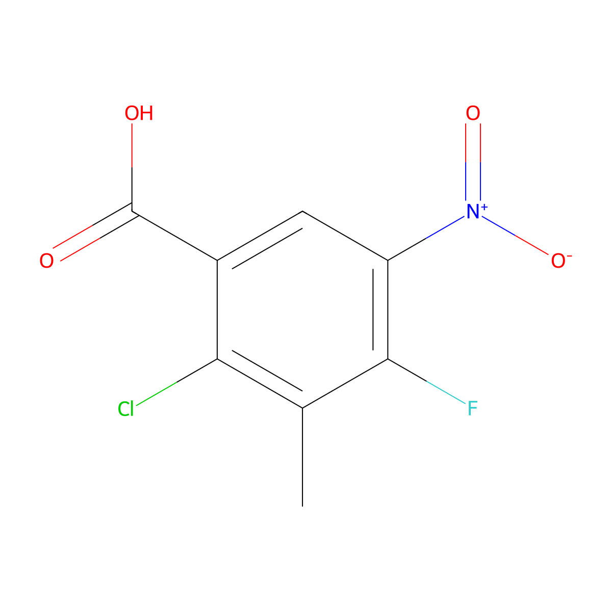 2-Chloro-4-fluoro-3-methyl-5-nitrobenzoic acid molecular structure, CAS 173315-56-5