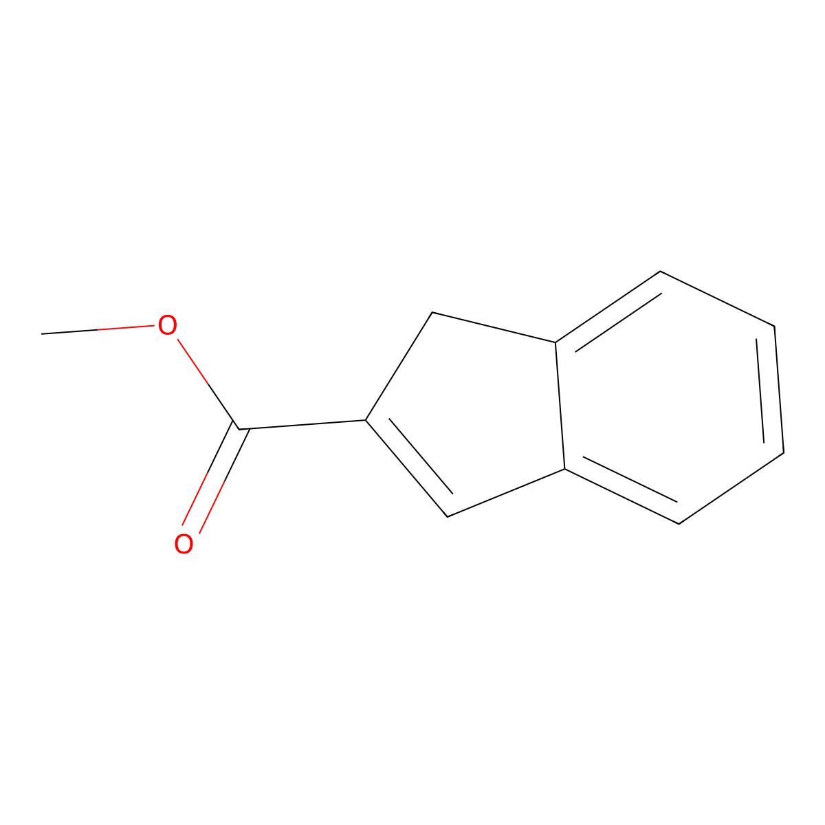 1H-Indene-2-carboxylic acid, methyl ester molecular structure, CAS 17332-04-6