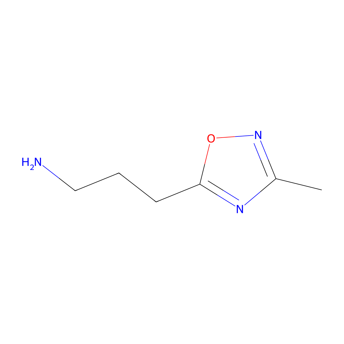 3-(3-Methyl-1,2,4-oxadiazol-5-yl)propan-1-amine molecular structure, CAS 173336-40-8