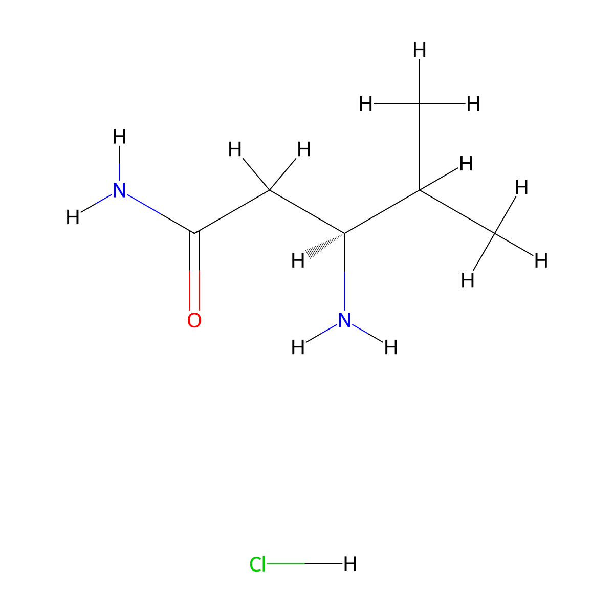 (3S)-3-amino-4-methylpentanamide hydrochloride molecular structure, CAS 173336-51-1