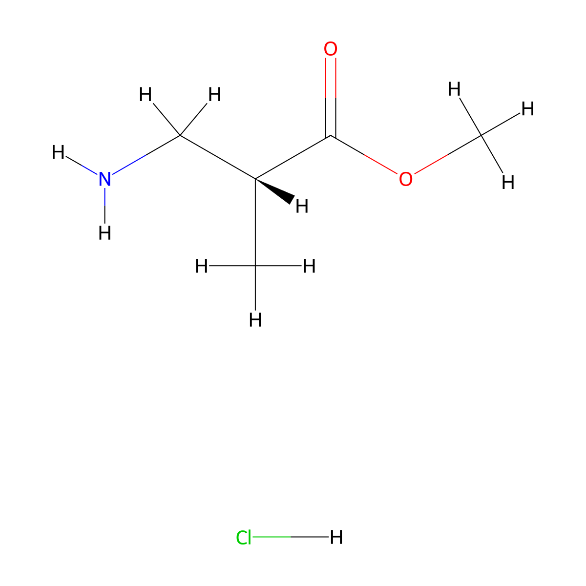 methyl (2R)-3-amino-2-methylpropanoate hydrochloride molecular structure, CAS 173336-62-4