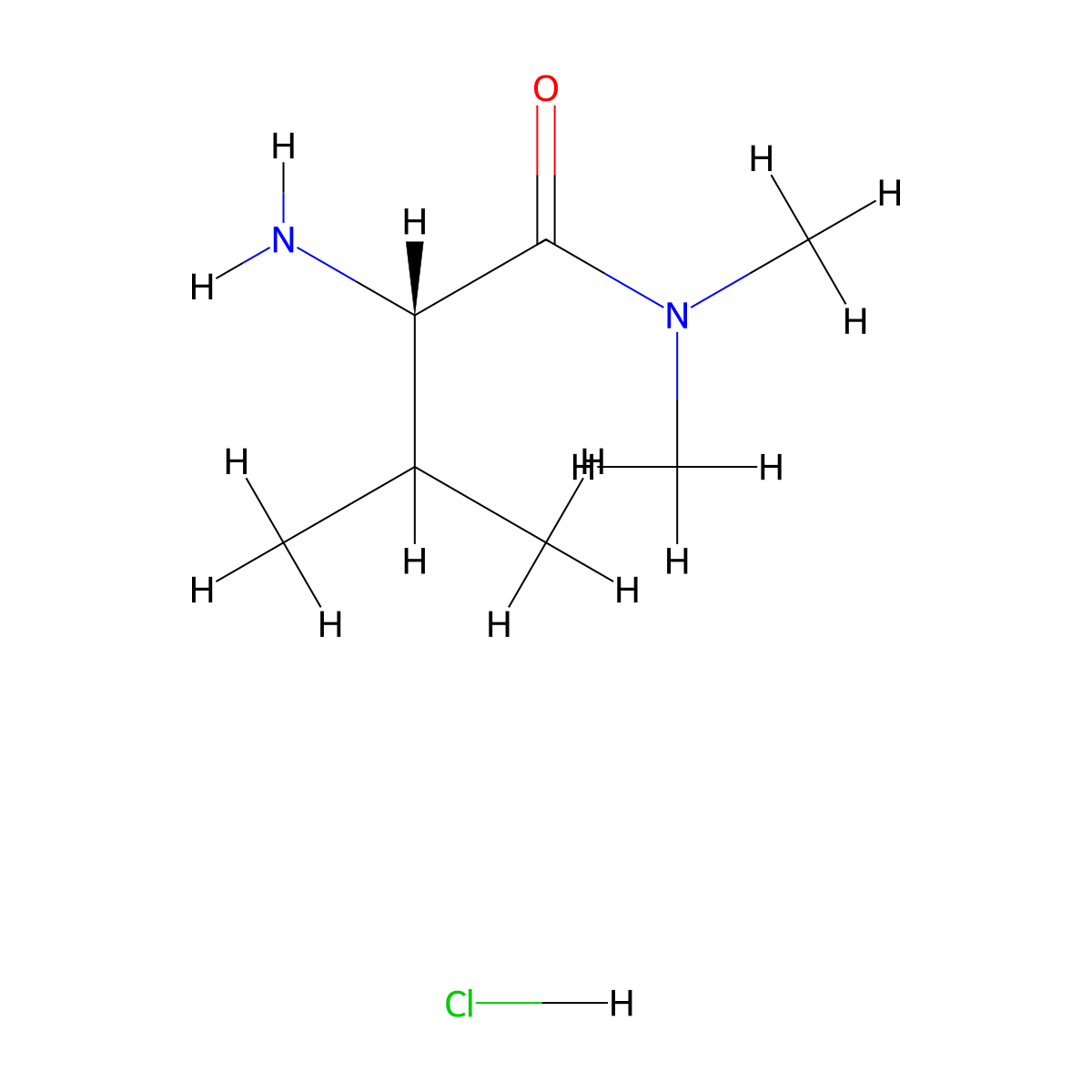 (2S)-2-amino-N,N,3-trimethylbutanamide hydrochloride molecular structure, CAS 173336-65-7