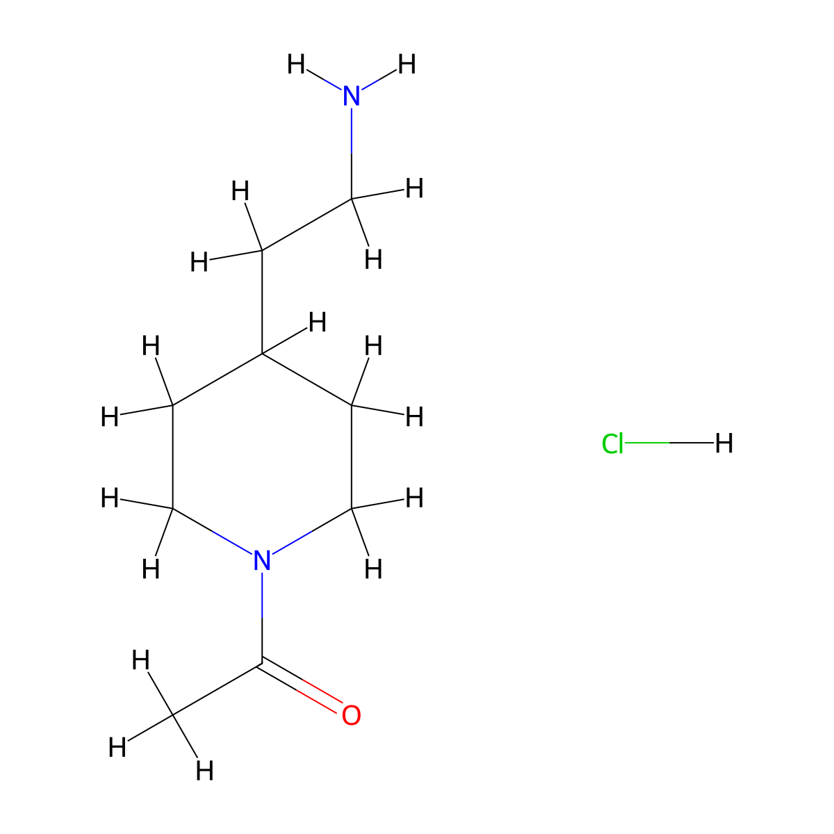 1-[4-(2-Aminoethyl)-1-piperidinyl]ethanone hydrochloride molecular structure, CAS 173336-68-0