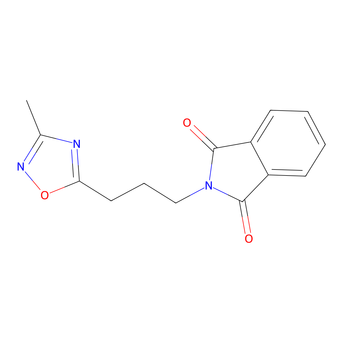 2-(3-(3-Methyl-1,2,4-oxadiazol-5-yl)propyl)isoindoline-1,3-dione molecular structure, CAS 173336-84-0