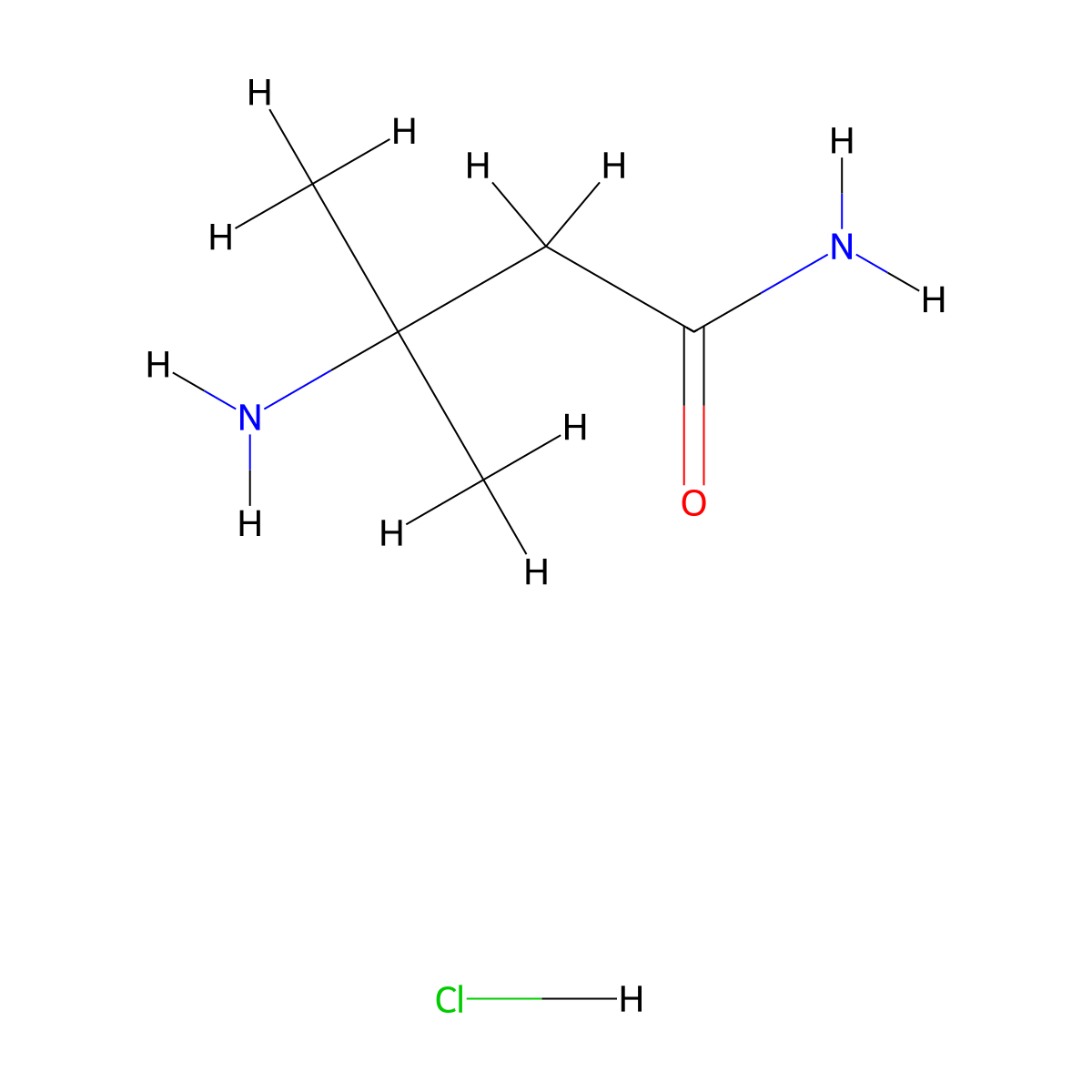 3-Amino-3-methylbutanamide hydrochloride molecular structure, CAS 173336-86-2