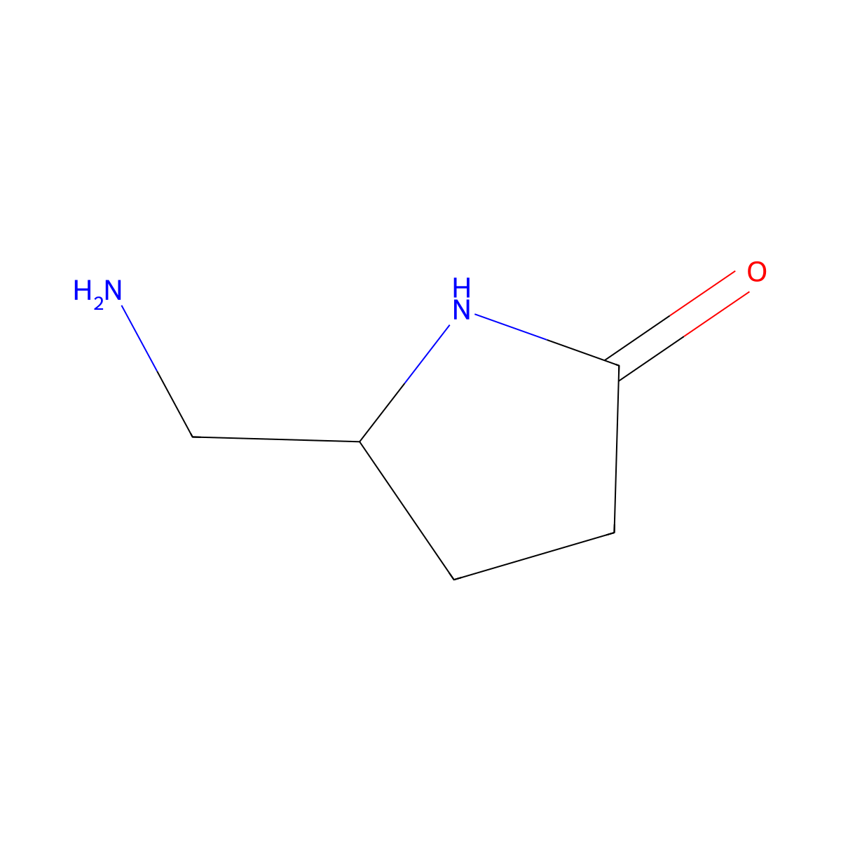 (5R)-5-(aminomethyl)pyrrolidin-2-one molecular structure, CAS 173336-98-6
