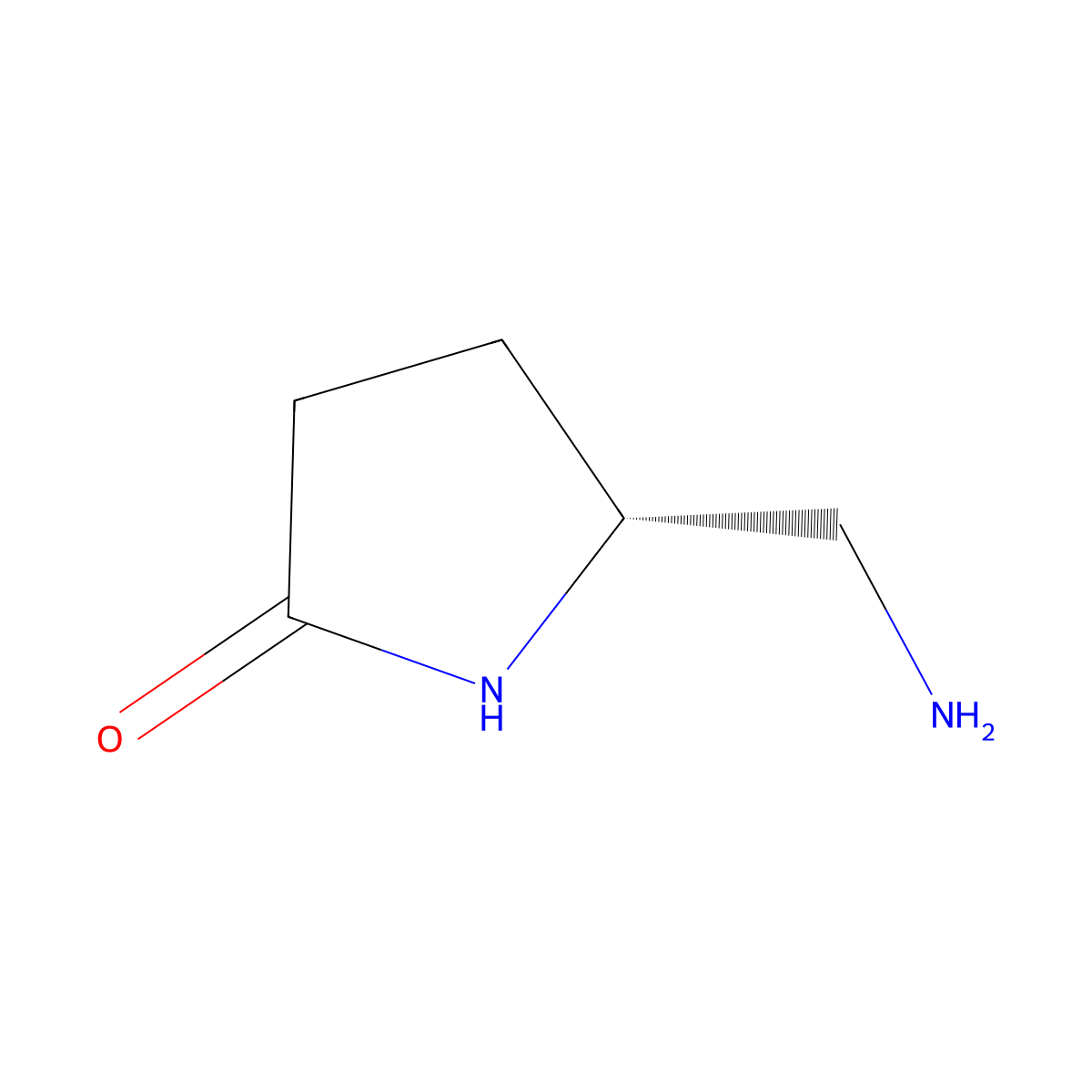 (5R)-5-(aminomethyl)pyrrolidin-2-one molecular structure, CAS 173336-98-6