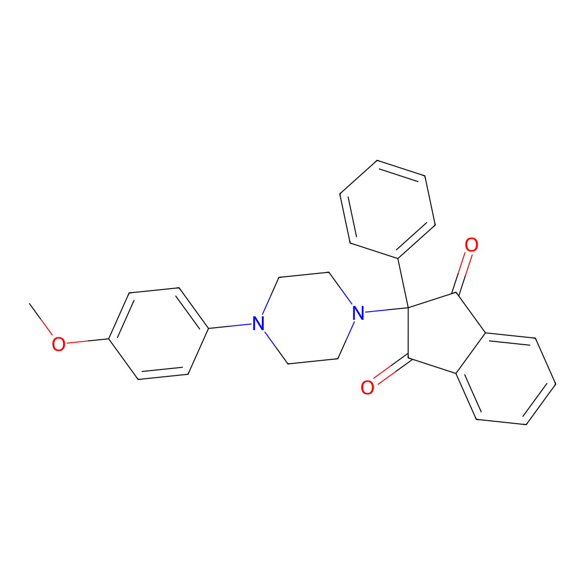 1,3-Indandione, 2-(4-(p-methoxyphenyl)-1-piperazinyl)-2-phenyl- molecular structure, CAS 17334-76-8