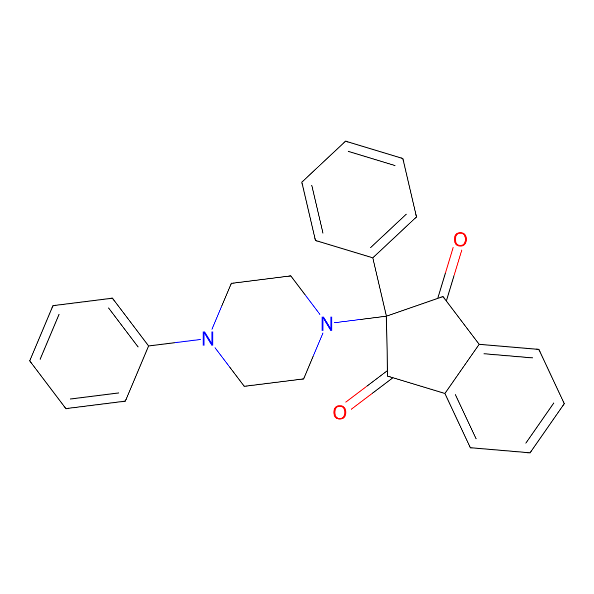1,3-Indandione, 2-phenyl-2-(4-phenyl-1-piperazinyl)- molecular structure, CAS 17334-77-9