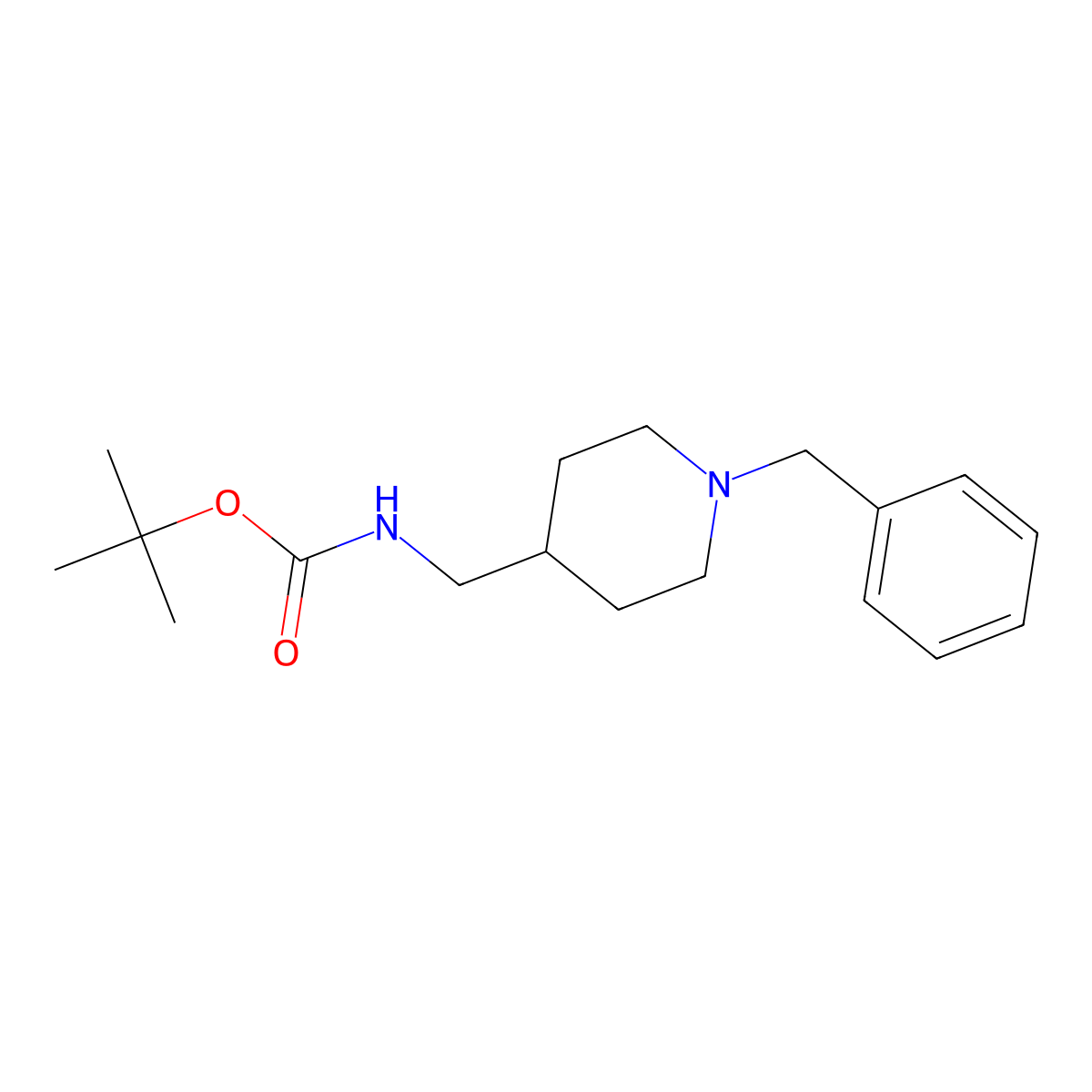 tert-Butyl ((1-benzylpiperidin-4-yl)methyl)carbamate molecular structure, CAS 173340-23-3