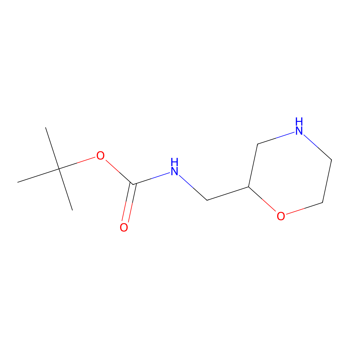 tert-butyl N-(morpholin-2-ylmethyl)carbamate molecular structure, CAS 173341-02-1
