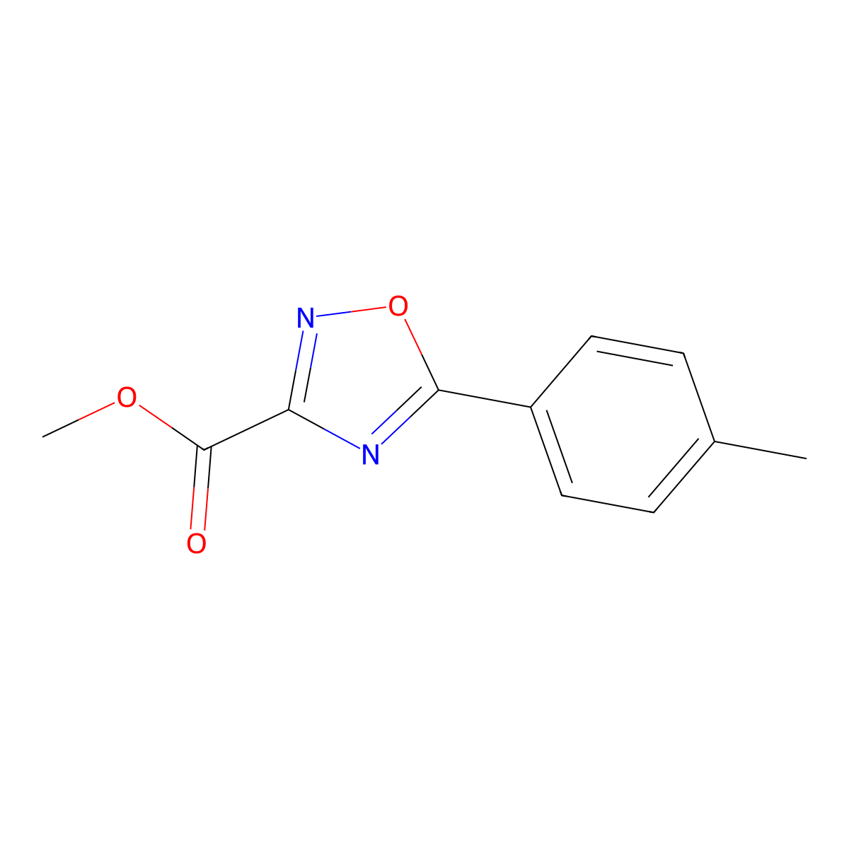 Methyl 5-(4-methylphenyl)-1,2,4-oxadiazole-3-carboxylate molecular structure, CAS 173345-10-3
